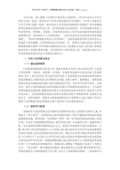 X乡2021年上半年落实意识形态工作责任制的情况汇报