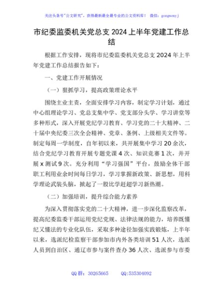 市纪委监委党总支2024年上半年党建工作总结