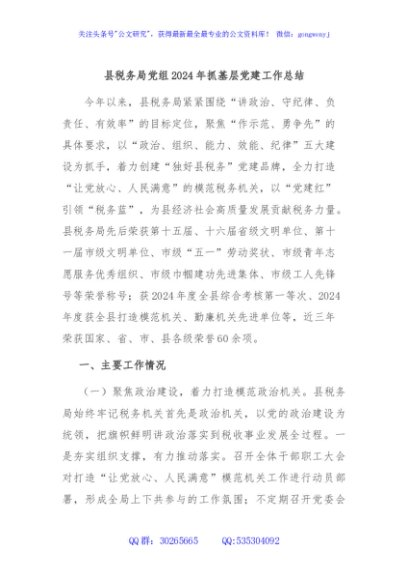 县税务局党组2024年抓基层党建工作总结