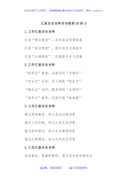 汇报发言材料写作提纲30例-3