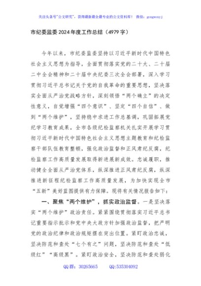 市纪委监委2024年度工作总结（4979字）