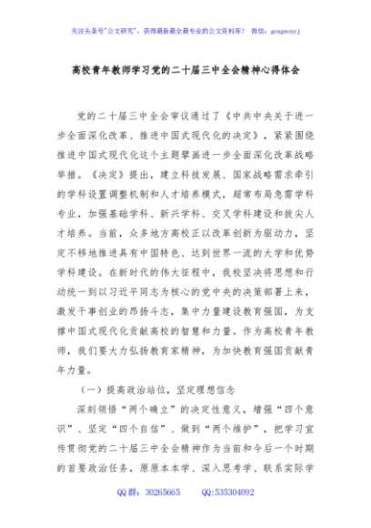 高校青年教师学习党的二十届三中全会精神心得体会