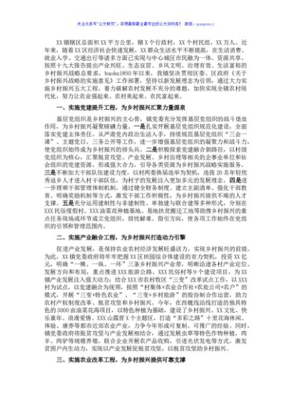 XX镇乡村振兴战略工作总结
