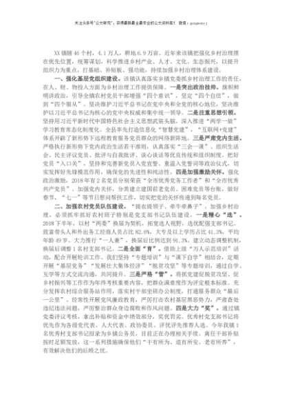 X乡镇乡村治理示范创建典型材料