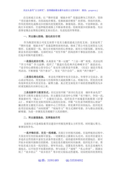 国企党建工作经验交流材料：情怀党建强一线 赋能乡村绘新景