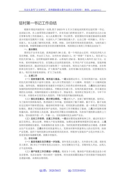 驻村第一书记工作总结