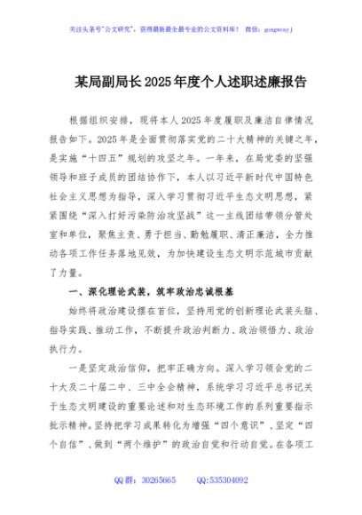 某局副局长2025年度个人述职述廉报告