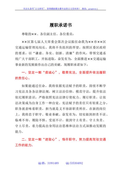 局长履职承诺发言（人大）