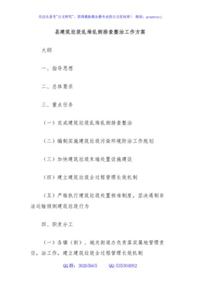 县建筑垃圾乱堆乱倒排查整治工作方案