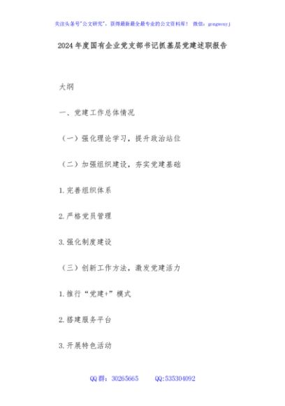 2024年度国有企业党支部书记抓基层党建述职报告
