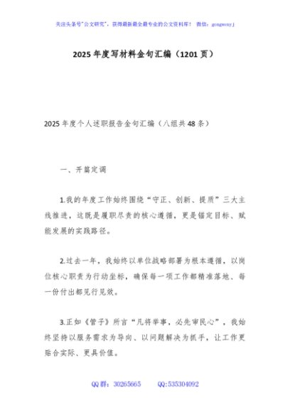 2025年度写材料金句汇编（1201页）