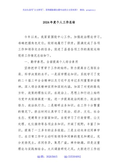 2024年度个人工作总结