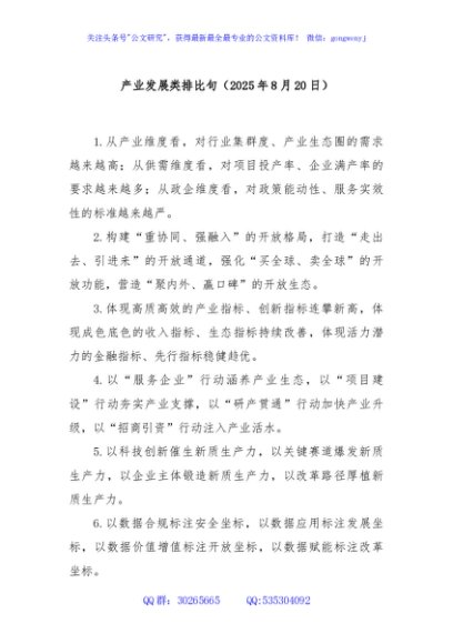 产业发展类排比句（2025年8月20日）