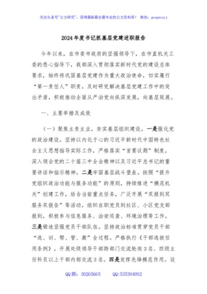 2024年度书记抓基层党建述职报告