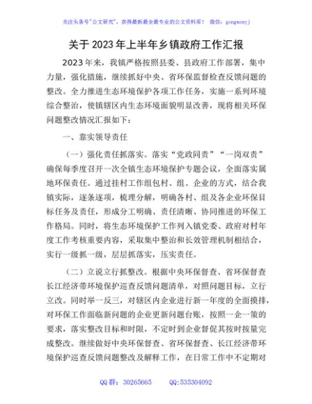 关于2023年上半年乡镇政府工作汇报