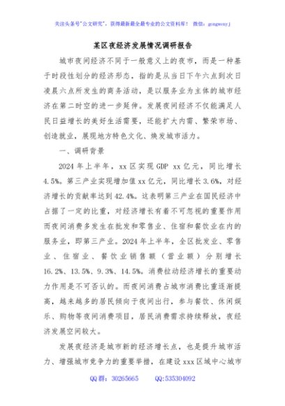 某区夜经济发展情况调研报告