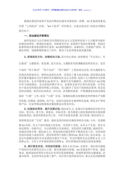 加强党的政治建设情况自查自评报告