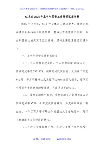 支行2025年上半年经营工作情况