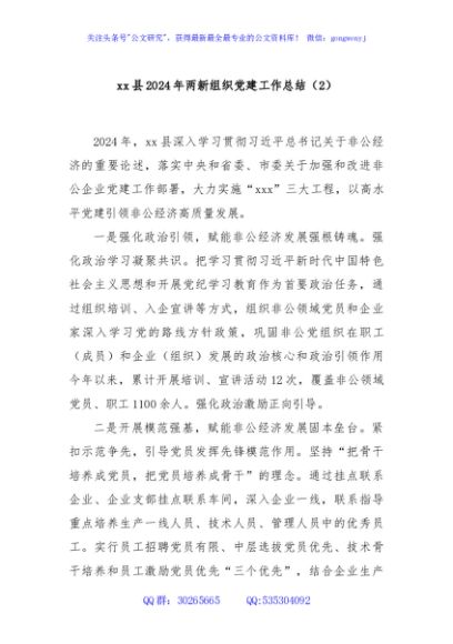 xx县2024年两新组织党建工作总结（2）