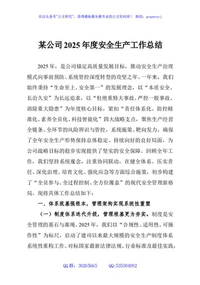 某公司2025年度安全生产工作总结
