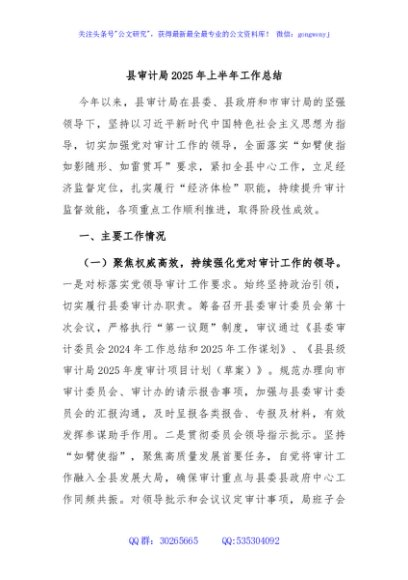 县审计局2025年上半年工作总结