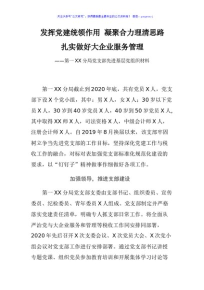 第一税务分局党支部先进基层党组织材料