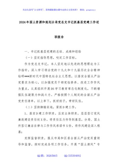 2024年国土资源和规划分局党总支书记抓基层党建工作述职报告
