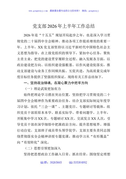 党支部2026年上半年工作总结