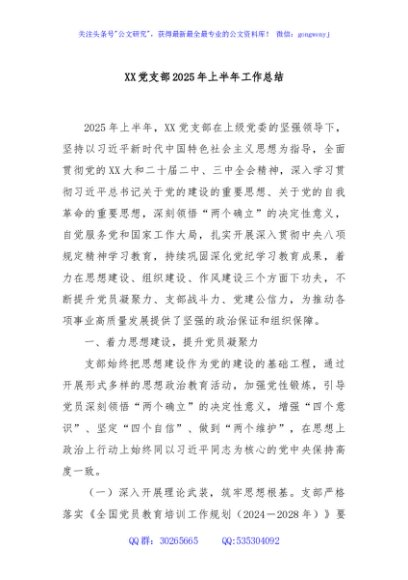 XX党支部2025年上半年工作总结