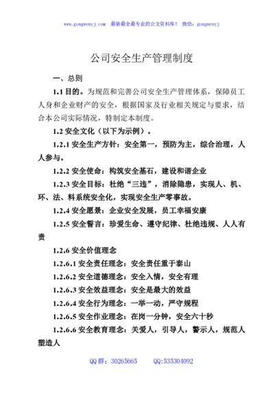 公司安全生产管理制度