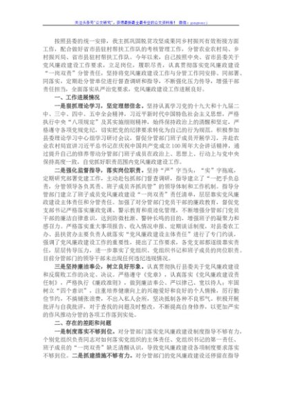 县委副书记抓党建和党风廉政建设“一岗双责”职责履行情况汇报