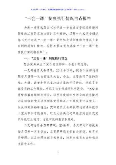 三会一课执行情况自查报告