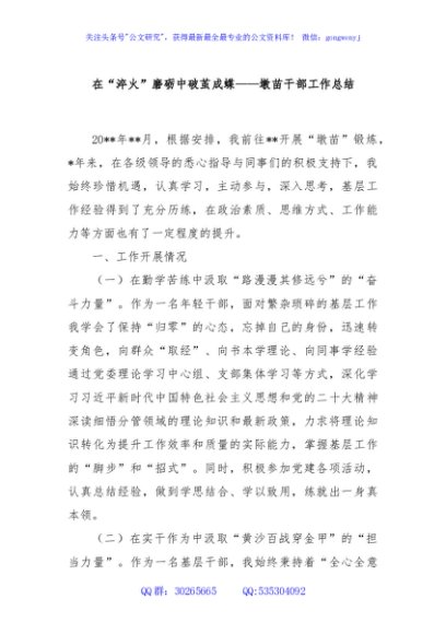 在“淬火”磨砺中破茧成蝶——墩苗干部工作总结