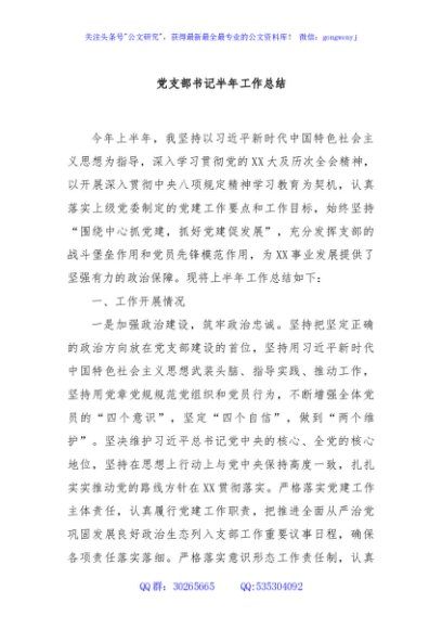 党支部书记半年工作总结
