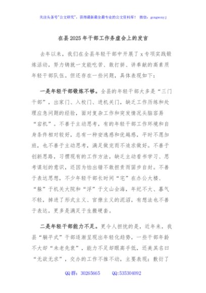 在县2025年干部工作务虚会上的发言