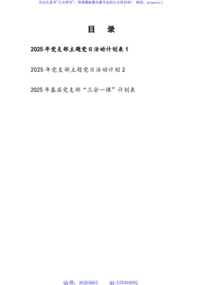 2025年党支部主题党日活动三会一课计划表3份(1)