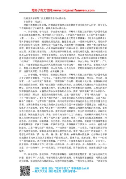 政府党员干部第二批主题教育学习心得体会