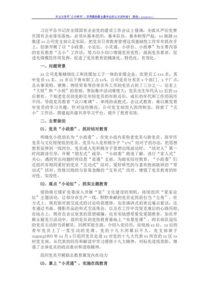 国企“五小”工作法推进党员教育精准化的经验交流材料