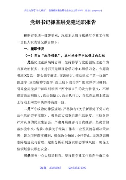 党组书记抓基层党建述职报告