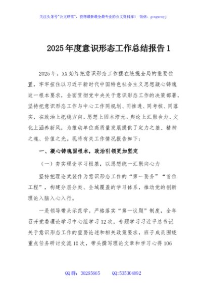 2025年度意识形态工作总结报告1