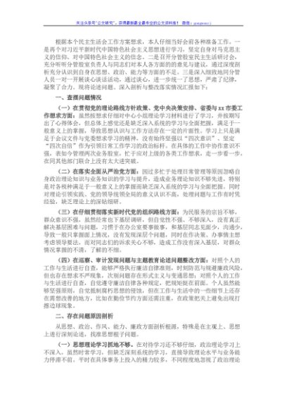 市税务局副局长巡视整改专题民主生活会对照检查材料