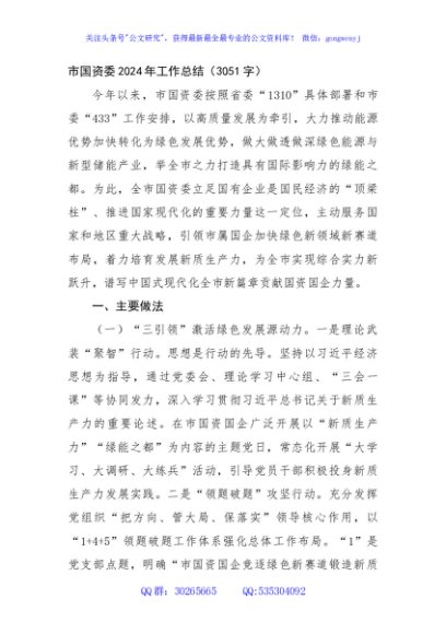 市国资委2024年工作总结（3051字）