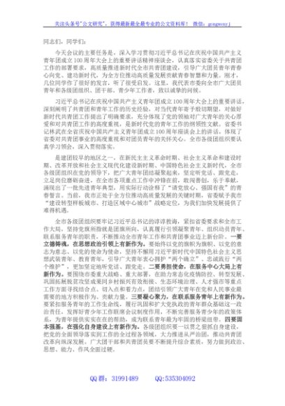 学习贯彻建团100周年大会精神座谈会