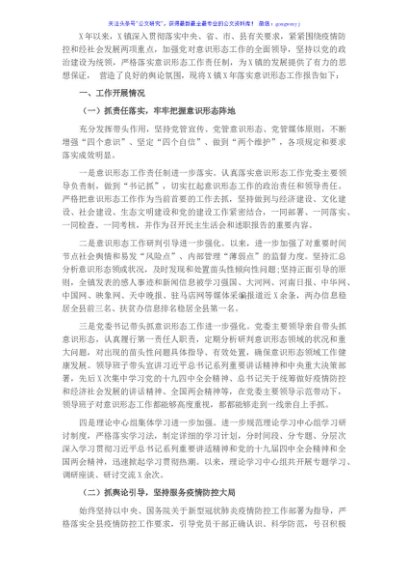 镇2021年意识形态工作报告