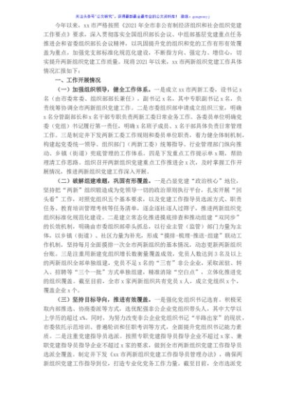 2021年X市两新组织党建工作进展情况汇报