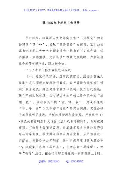 镇2025年上半年工作总结