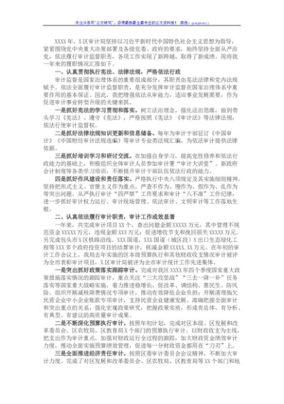 区审计局局长述职报告