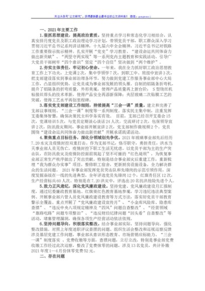 党支部书记2021年度述职报告