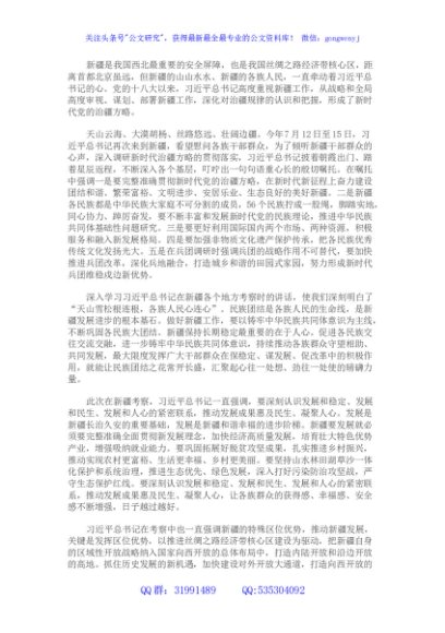 新疆考察讲话精神发言材料