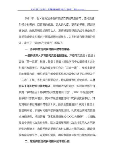 2021年抓党建促乡村振兴工作总结